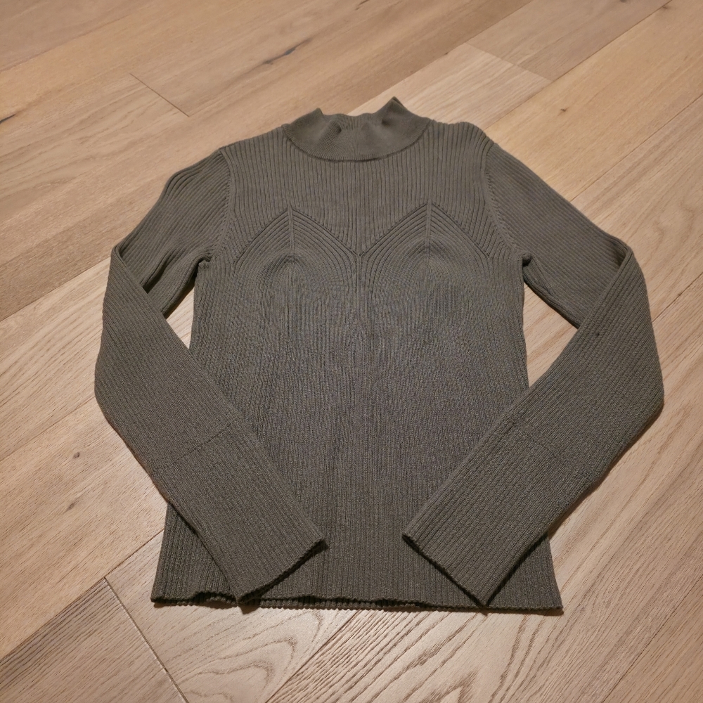 Skies Are Blue Olive Mock Neck Sweater